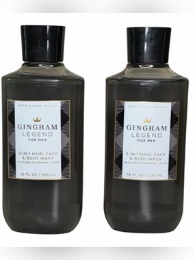 Lot 2 Bath & Body Works Mens Collection GINGHAM LEGEND 10oz 3-in-1 Body Wash NEW